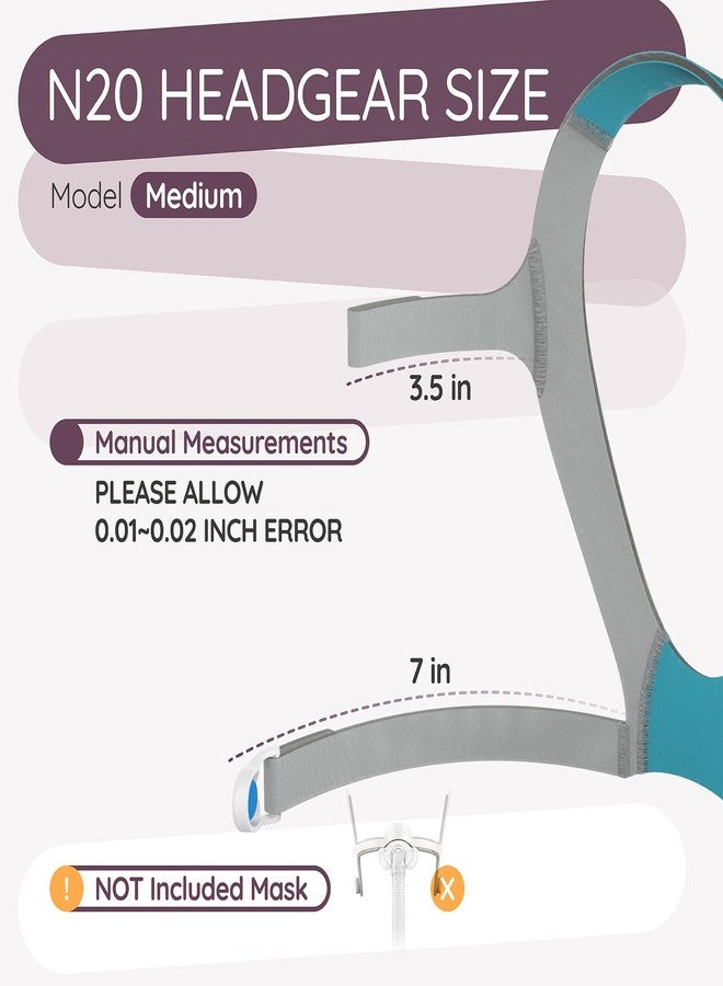 Ximoon 2 Pack N20 CPAP Headgear Strap Medium Compatible with ResMed AirFit N20 AirTouch N20 Nasal Mask -Adjustable Headgear CPAP Accessories Headstrap Part for Airfit N20 - Image 3